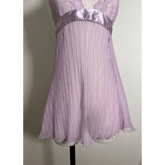 RAMPAGE Lavender Purple Sheer Babydoll Lingerie Halter Camisole Tank Sz M Medium - Picture 10 of 16